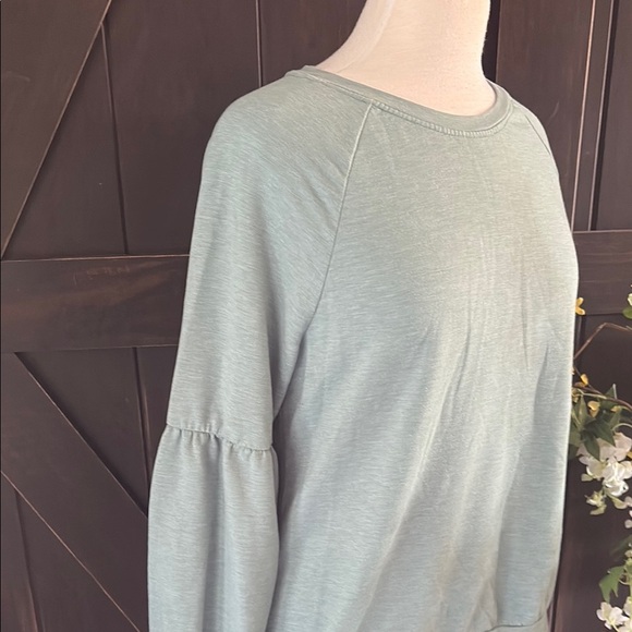 Knox Rose Sage Sweatshirt with lower puff sleeves - Picture 4 of 7